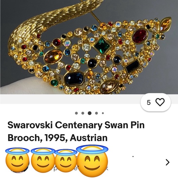 Elegant Swarovski Gold-tone Swan Brooch with Multicolor Gemstones - Picture 2 of 7